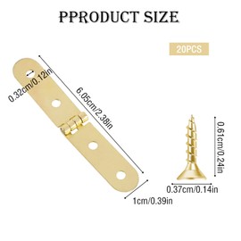 Pack of 20 Folding Hinges Flip Hinge 270 Degree Box Strap with Screws Door Hinge Furniture Hinges for Cupboard Window Folding Table Wardrobe Wooden Box