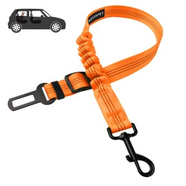 Nzonpet Dog Seat Belt, Retractable Dog Car Seatbelts, Safety Dog Seat Car Harness for Car Travel, Reflective Heavy Duty Pet Seat Belts w/Stainless Hook and Elastic Bungee Buffer-Orange