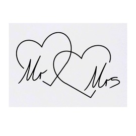 'Mr & Mrs Hearts' Temporary Tattoo - Water Resistant, Skin-Safe, Non-Toxic Transfer (TO00081843)