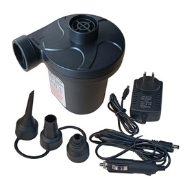 Electric Air Pump Air Mattress Portable Pump for Inflatables Couch, Pool Floats, Blow up Pool Raft Bed Boat Toy with 3 Nozzles, AC 110-240 Volt DC 12 Volt, Black