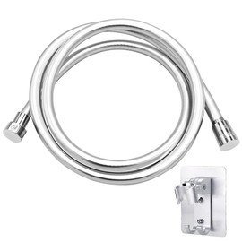 LONGHEXINA Shower Hose and Shower Head Holder Set, Universal Shower Hoses 2m(79") Brass Connections Flexible Anti-Twist, Wall Mount Shower Holder Bracket Angle Adjustable for Handheld Shower Head