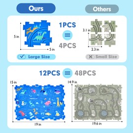 hahaland Puzzle Racer Kids Car Track Set - 5x5 Inches Larger Size of Each Piece Toys for Ages 3-4 for Kids 3 Year Old Boy Toys for 3-5 Birthday for Grandkids