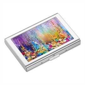 Rimilak Metal Credit Card Holder, Mini Credit Card Wallet RFID Blocking Slim Metal Hard Case for Women Men, Pink Watercolor