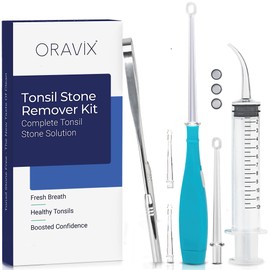 ORAVIX Tonsil Stone Removal Kit - Tonsil Stone Remover - Tonsillolith Remover Tool - Tonsil Cleaner - Fight Bad Breath - Tonsil Stone Removal Tool - Oral Irrigator - Tongue Scraper - 7 Pieces