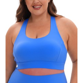 Grace Form Plus Size Sports Bras for Women Full Figure Medium Support Push Up Padded Sport Bra for Large Bust Sapphire Blue
