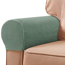 FUAAOLIY Stretch Armrest Covers for Chairs and Sofas, Couch Arm Covers for Sofa Spandex Armrest Covers Anti-Slip Furniture Protector Washable Armchair Slipcovers for Recliner Set of 2 (Matcha)