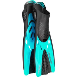 Cressi Tonga Short Adjustable Open Heel Fins, Translucent Aquamarine, L/XL