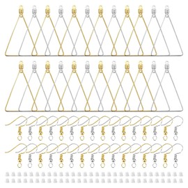 YaeYur 240PCS Triangle Earring Beading Hoop Set for Jewelry Making - 100PCS Earring Hooks & Backs (K Gold, White K)