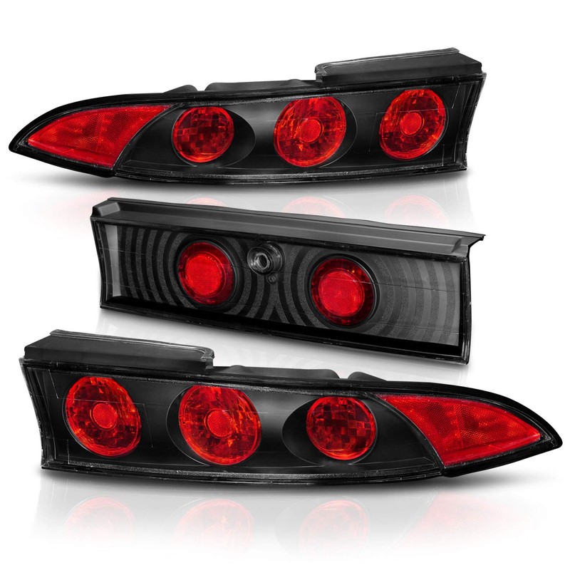 AmeriLite Rear Brake Taillights 3Pcs G2 Black For Mitsubishi Eclipse