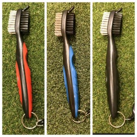 The Golf Club Trader 3-in-1 Retractable Golf Club Cleaning Brush Double Sided - Red, Blue, Black - Blue