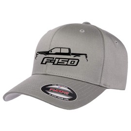 2015-20 Ford F150 Pickup Truck Outline Design Flexfit 6277 Athletic Baseball Fitted Hat Cap Grey L/XL