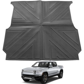 Truck Bed Mat Compatible for 2022 2023 2024 2025 Rivian R1T Accessories, Bed Mat Liner TPE Cargo Mats Heavy Duty Rear Trunk Mat All Weather Protection