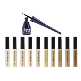 Set de 10 Correctores Liquidos Mate Natural + Delineador IVY Negro Waterproof, Larga Duración, Sin Parabenos y Libre de Crueldad Animal