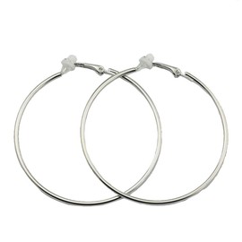 Clip On Big Large Fake Hoop Earrings for Women Non Pierced No Piercing Ear Fashion Huggie Hoops Jewelry Gifts (80mm Silver)