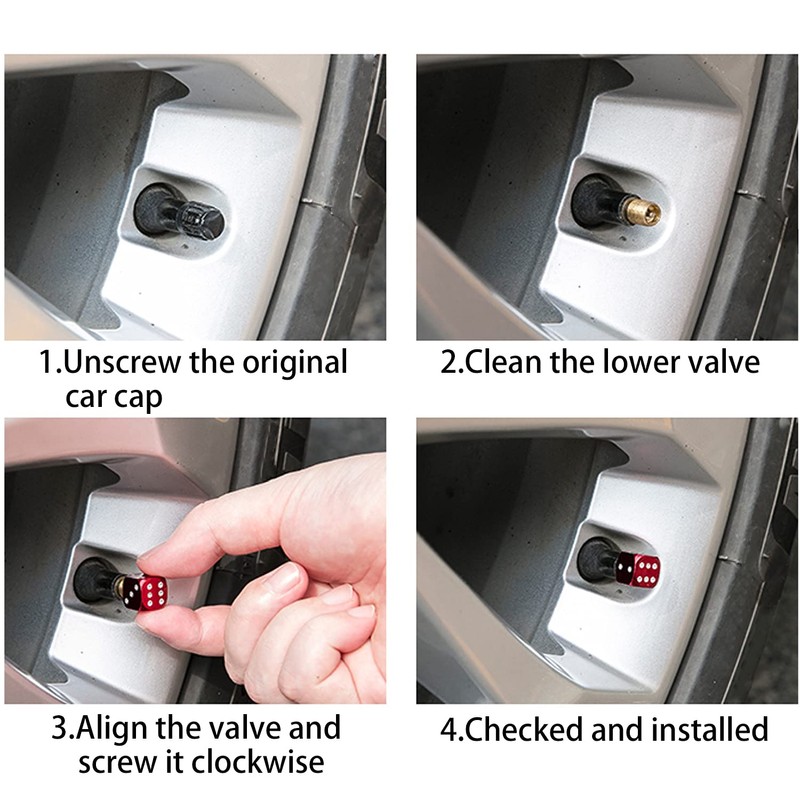 BOROLA New Dice Aluminum Shaved Air Valve Cap Tire Aluminum