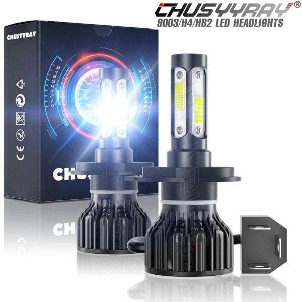 CHUSYYRAY 2* H4 HB2 White LED Headlight Bulbs Fit Can