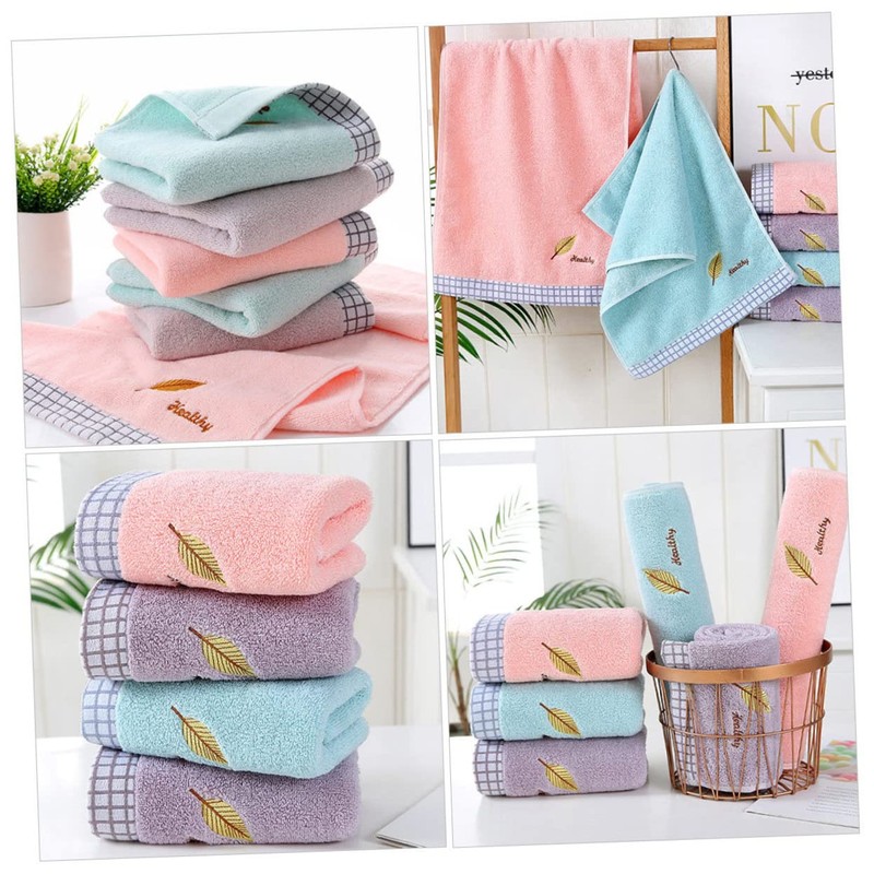 Beavorty Thick Soft Cotton Face Towel Embroidered Leaf Bath Towel