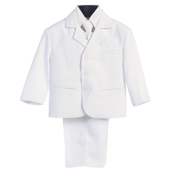 5 Piece White First Communion or Christening Suit with Shirt,