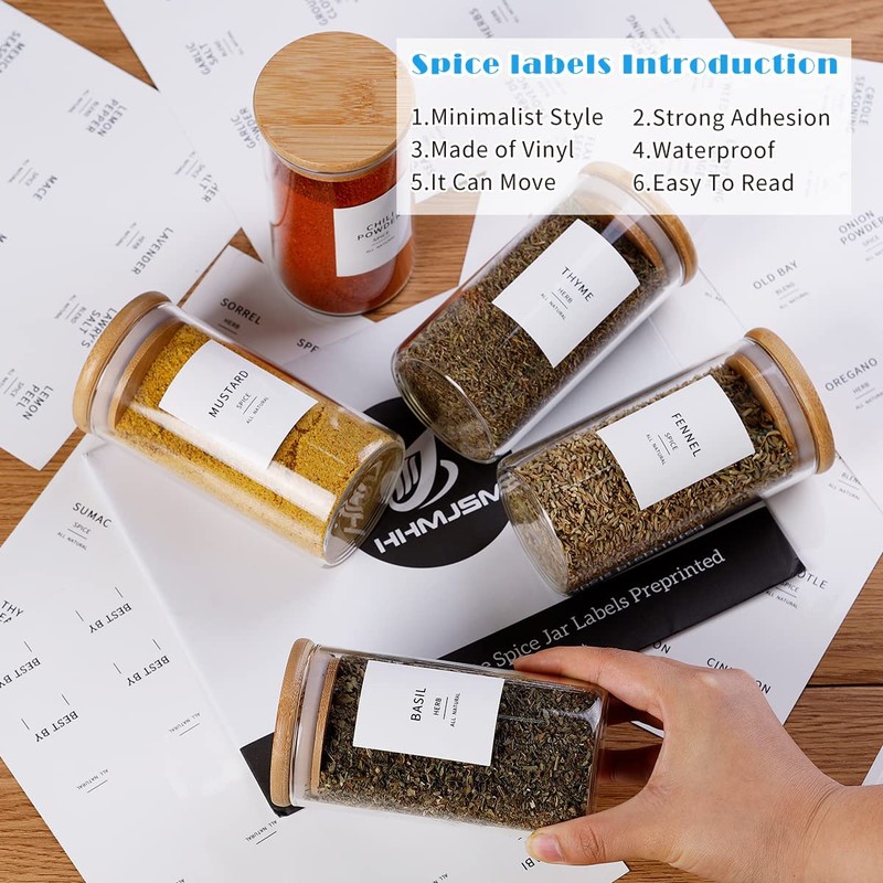 12 Pcs Glass Spice Jars With Bamboo Airtight Lids, 10oz