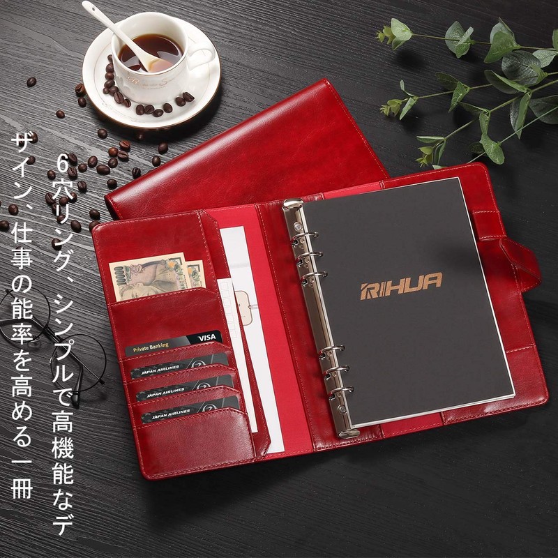 RIHUA A5 Notebook Notebook 6 Hole Ring Notepad with Refill