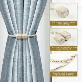 Starke magnetische Vorhang-Raffhalter, Vorhangbinder für Zuhause, Schlafzimmer, Büro, dekorativer Vorhang (2, Beige)