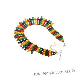 OATIPHO Multi Layer Colorful African Wooden Bead Necklace for Women Unique Ethnic Choker with Hand Polished Beads Lightweight Artisanal Design Statement Jewelry for Individuality