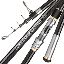 GTOFYU 13" 14" 16.4" Telescopic Fishing Rod Carbon Fiber Portable Spinning Fishing Pole for Boat Saltwater and Freshwater Surfcasting Baitcasting Rod Long Distance Throwing Fishing Rod (4.2M/13Ft)