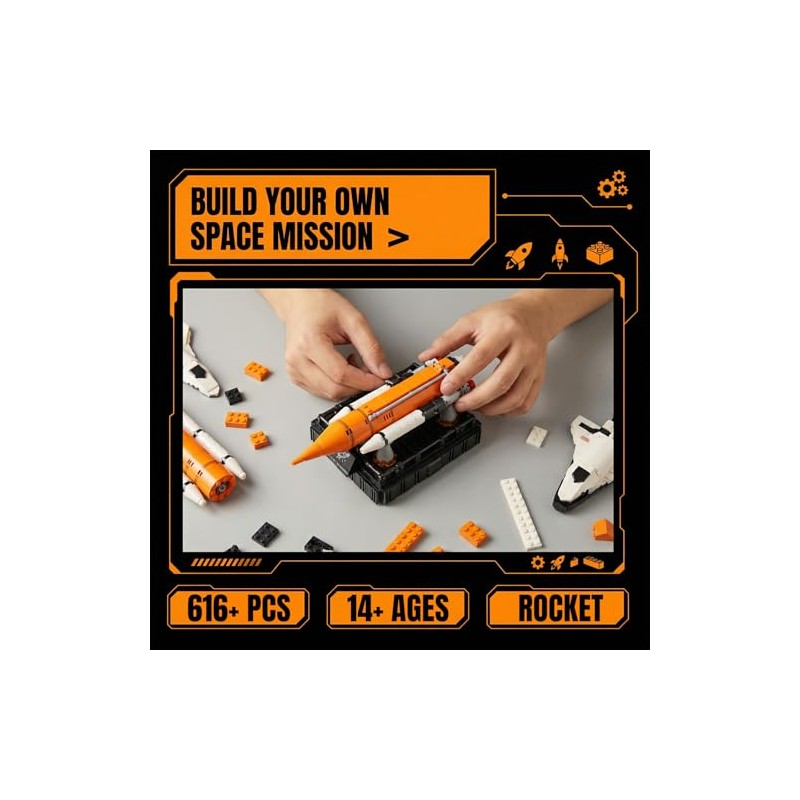 Space Shuttle Building Blocks Set, 616 Pieces Mini Rocket Model