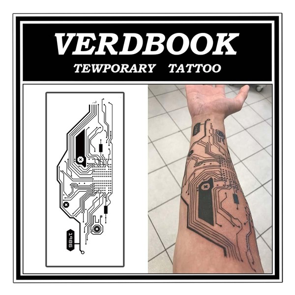 VERDBOOK Waterproof Temporary Tattoos: 2-Sheet Tattoo Kit with Realistic Body