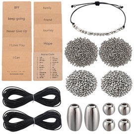 SUNNYCLUE Morse Code Bracelet Making Kit Morse Code Beads Morse Code Bracelets Large Quantities Barrel Round Spacer Beads Morse Code Display Card Waxed Cord Jewellery Making