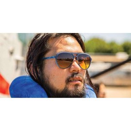 goodr Frequent Skymall Shoppers Polarized Aviator Sunglasses for Men & Women, Navy Blue Solid Frames with Amber Gradient Lens, UV400 Protection, Non Slip