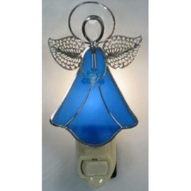 Stained Glass Angel Night Light - Blue
