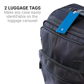 Go Travel Tag Me, Luggage Tags for Suitcases, Backpacks, and Bags, Easy Attachment to Luggage Bags, Durable, Secure Luggage Tags, Travel Essentials, Blue, Pack of 2