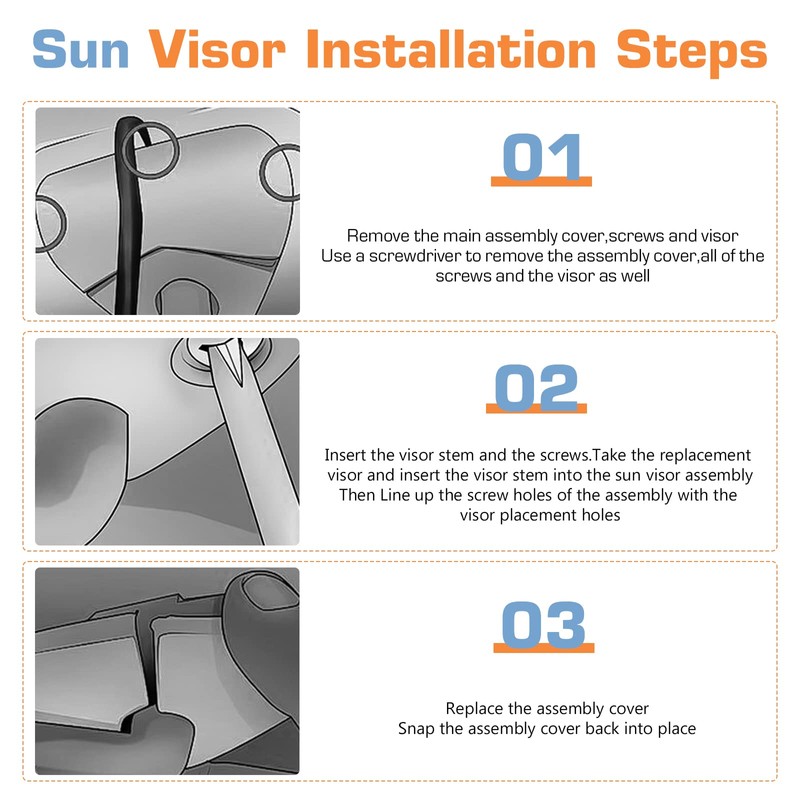 Hurotoms Right Passenger Side Sun Visor Without Light for Toyota