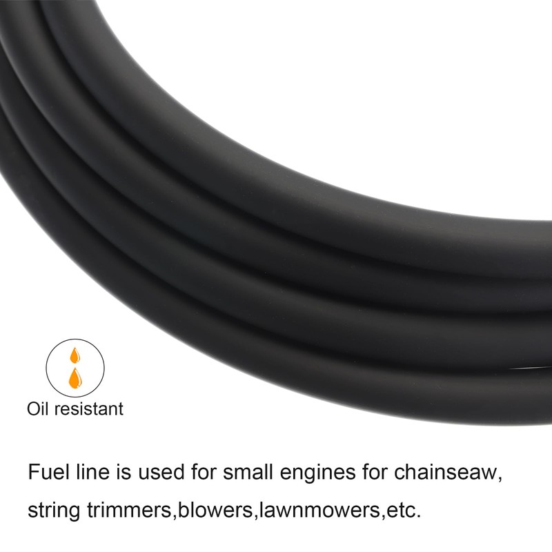sourcing map PVC Petrol Fuel Line Hose 5mmx8mm 2m Black