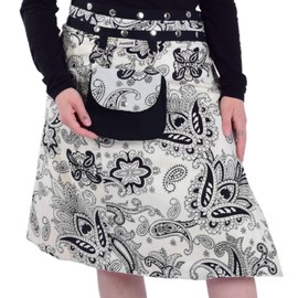 Sunsa Women's knee-length skirt. Summer wrap skirt made of cotton. 2 designs midi skirts in 1. Alternative clothing. Midi skirt knee country summer skirt, black