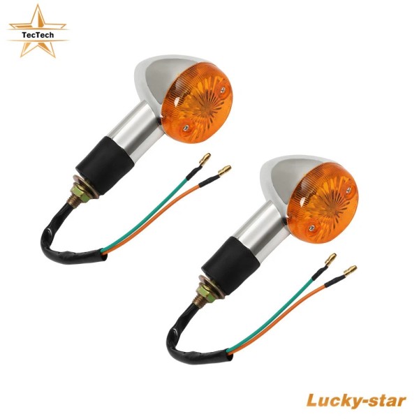 Tectech For Kawasaki 2 Pcs Amber Chrome Front Rear Turn