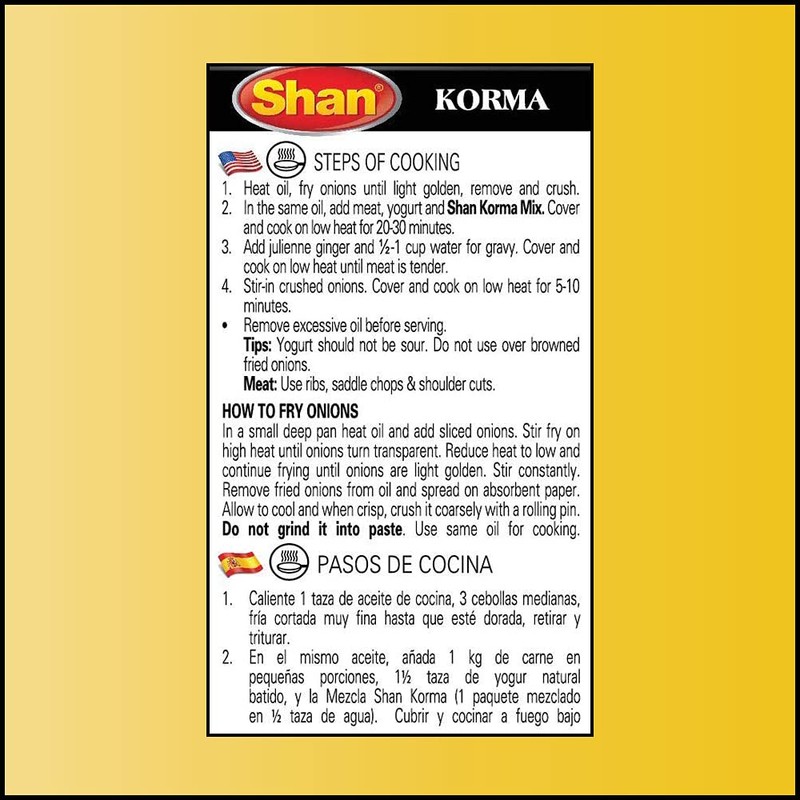 Shan - Korma Masala Seasoning Mix (50g) - Spice Packets