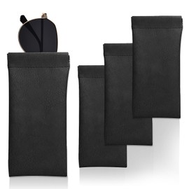 UEPOA Pack of 4 Soft PU Leather Soft Glasses Case Protective Case Waterproof Sunglasses Case Sunglasses Glasses Bag Portable for Men and Women, Black, black