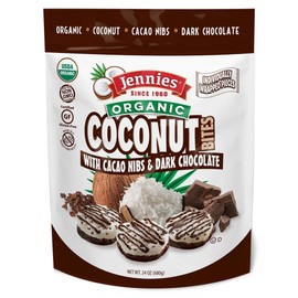 Jennies Bocados de coco orgánicos, sin gluten, sin maní, sin OMG (cacao, 24 oz)
