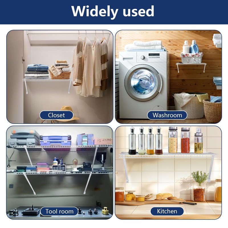 12 Inch Wire Shelf Brackets Set, Includes 4 Wire Shelf