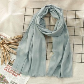 Canxiaoba Women's Cotton Scarves Lady Light Soft Fashion Solid Scarf Wrap Shawl (Grey blue)