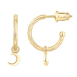 PAVOI 14K Yellow Gold Plated 925 Sterling Silver Post Huggie With Dangle | Small Hoop Earrings With Posts For Women | Trendy Star Dangle Hoop Earrings | Huggie Earrings