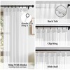 Linen Pleated Curtains for Living Room, White Semi Sheer Curtains