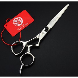 Purple Dragon 6.0 inch Japanese 440C Stainless Steel Sharp Edge Silver Hair Cutting Scissor and Shear with Bag - Perfect for Barber, Salon and Hairdresser