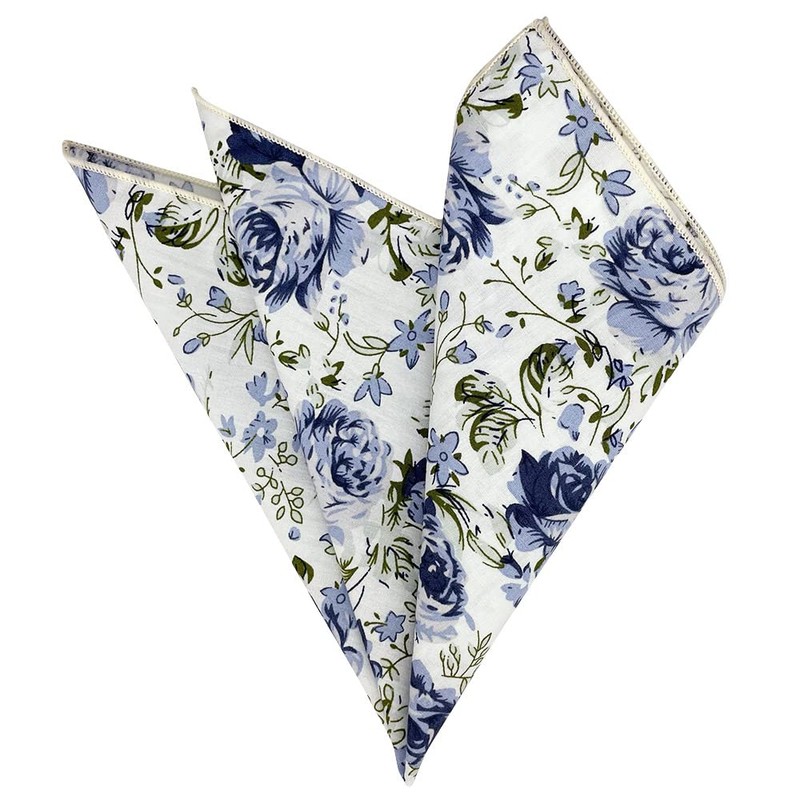 Kebocis - Pañuelo cuadrado con bolsillo floral para hombre, Blanco