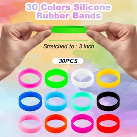 30PCS Silicone Rubber Bands for Mic Identify 20X7MM (0.78X0.27''), Assorted Colors Silicone Wallet Band Money Rubber Bands for Cash/Tie Dye Small Rubberbands Wrapping Cord Wraps Colored