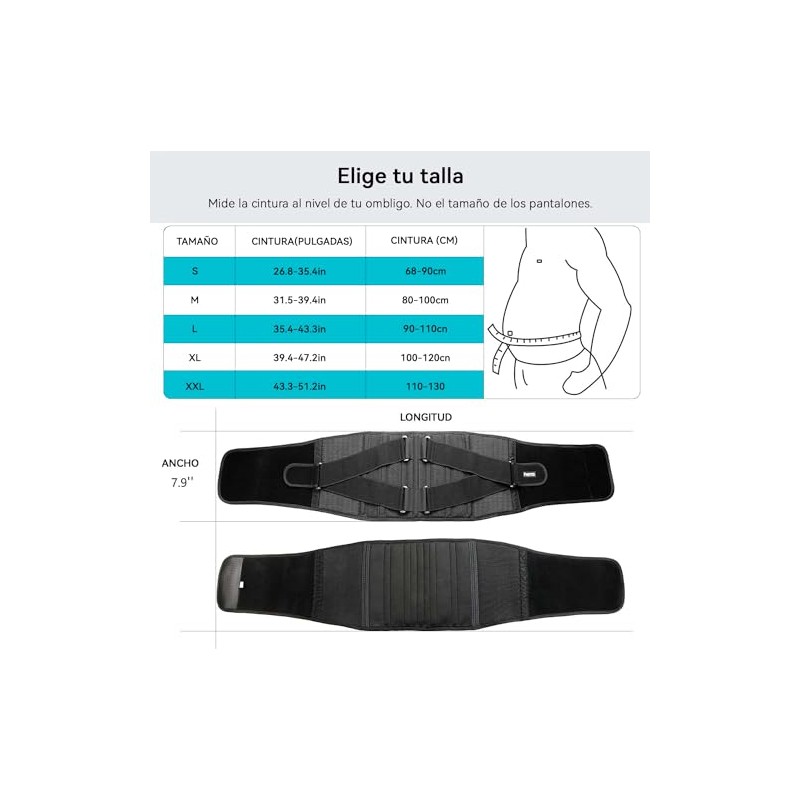 Soporte Lumbar para Hombres y Mujeres,faja Lumbar Ajustable con 7