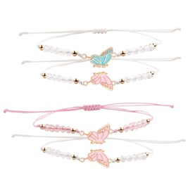 EOWVISN 2 Pairs of Butterfly Bracelets, Friendship Bracelets, Braided Bracelets, Adjustable Bracelets, Creative Bracelets, Elegant Butterfly Bracelets