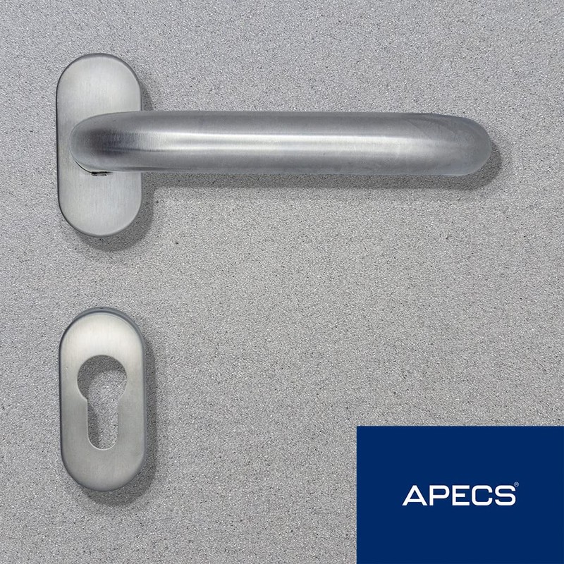 APECS U-Model H-0903+PZ Oval Rosette Door Handles Stainless Steel for